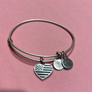 Alex and Ani silver American flag heart charm bracelet